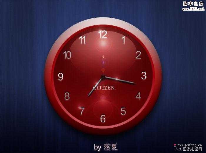 Photoshop 漂亮的红色水晶壁钟