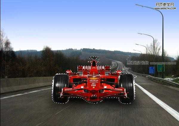 photoshop 合成冒烟行驶的F1赛车