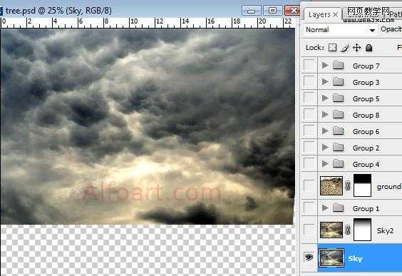 photoshop 合成恐怖的树怪