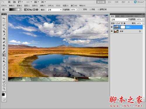 Photoshop为古建筑人物图片增加天空及美化教程