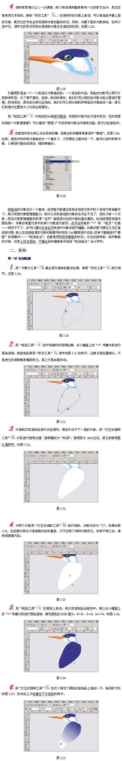 CorelDraw(CDR)模仿绘制出逼真的翠鸟实例教程