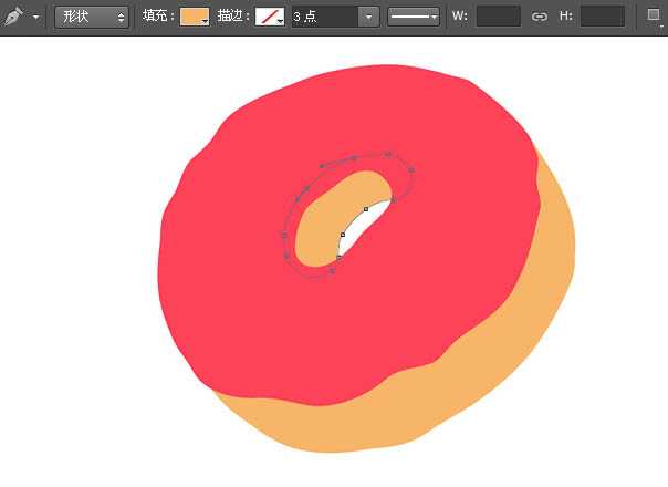 Photoshop绘制漂亮的草莓味双层甜甜圈饼干