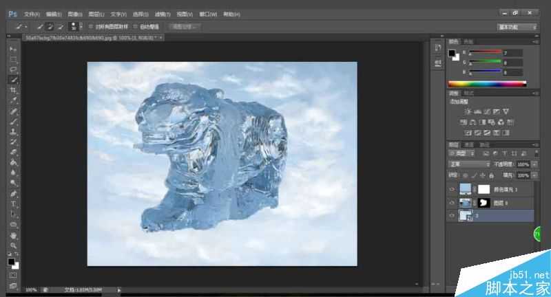 Photoshop抠冰雕并改变颜色和背景