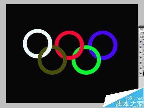 ps怎么绘制五色五环的标志?