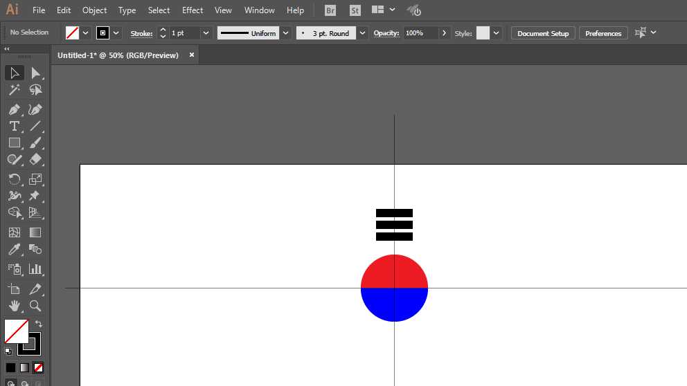 ai怎么画UI效果的韩国国旗?