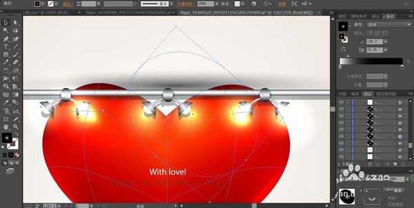 ai怎么绘制爱心挂灯矢量素材插画?