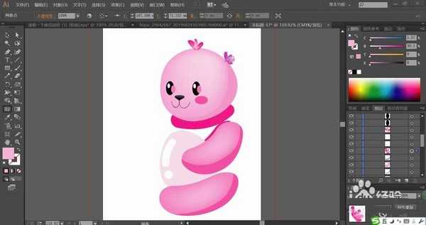 ai怎么绘制粉色小熊? ai小粉熊的画法