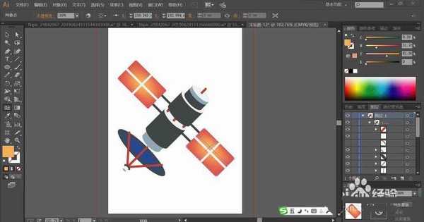 ai怎么绘制色块组成的航天器? ai航天器的画法