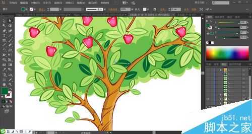 ai怎么手绘苹果树矢量图? ai设计苹果树的画法