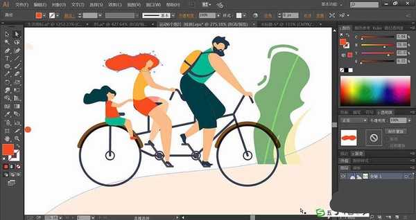 ai怎么手绘自行车运动插画? ai自行车骑行海报的画法