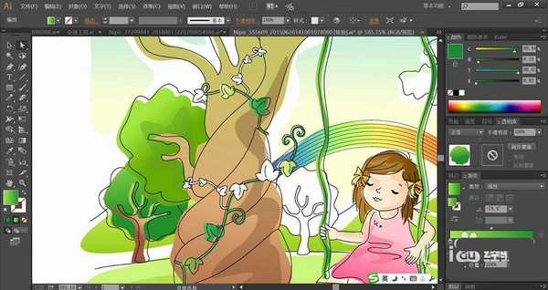 ai怎么手绘荡秋千场景插画? ai荡秋千矢量图的画法