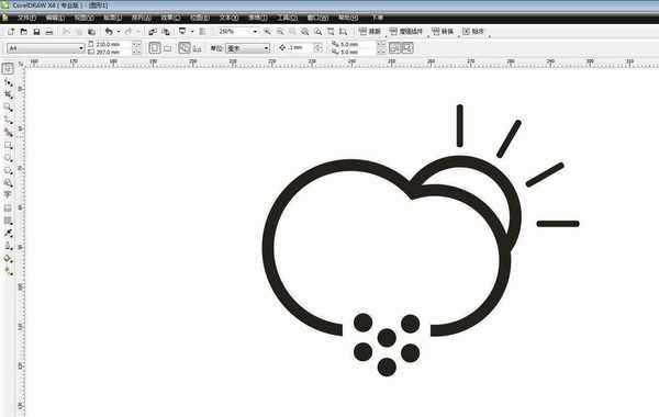 cdr怎么画晴转雪天气图标? cdr天气图标的画法